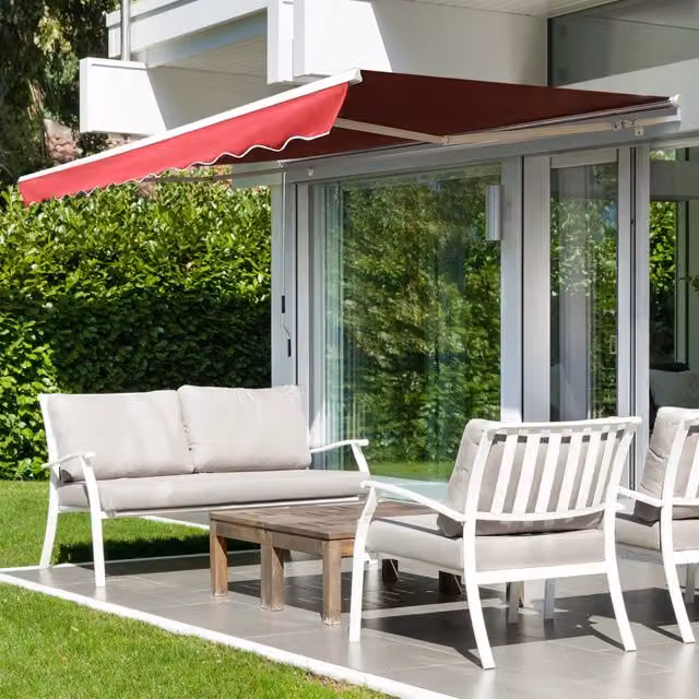 Easycomfort Tenda da Sole Avvolgibile a Caduta con Manovella, in Alluminio e Poliestere, 295x245cm, Rosso Scuro