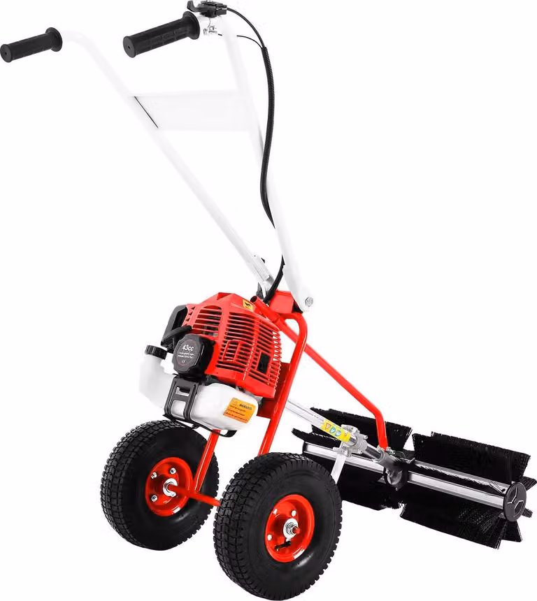 Spazzatrice a benzina - Spazzatrice a rullo a spinta manuale - 43 cm³ 1,27 kW - 2 tempi, raffreddata ad aria, monocilindrica - Avviamento a fune - Rossa