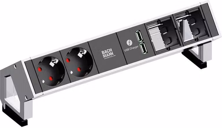 BACHMANN DESK2 2x contatto di terra 2x ABD 1x caricatore USB GST18, bianco