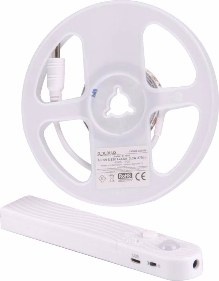 Striscia LED alimentata a batteria da 1 m con sensore PIR 4000K IP20 + porta USB 317940 Polux