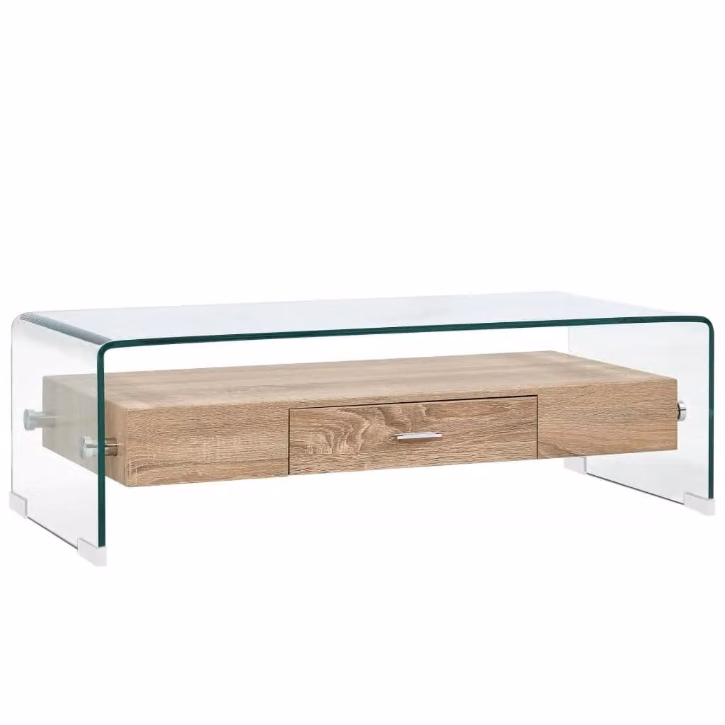 The Living Store Couchtisch trasparente 98×45×31 cm Cuore di vetro
