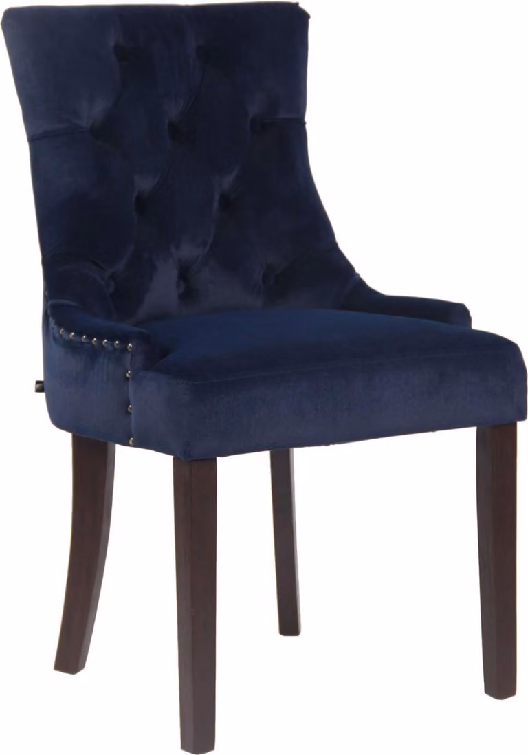 Sedia da pranzo in velluto - Sedia da cucina - Alto comfort - Legno di gomma vellutato | Colore: Blu | Colore chiaro: Antico