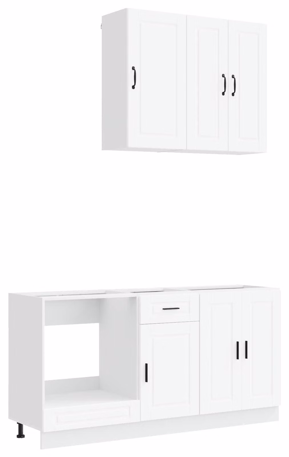 Set di cucina PORTO, 5 pezzi, bianco, legno ingegnerizzato