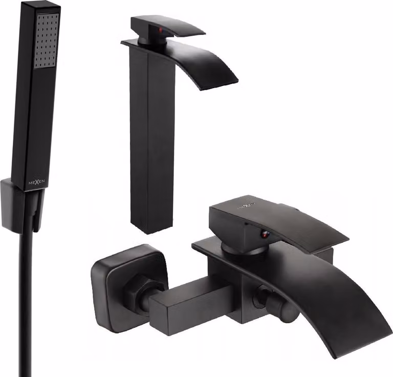 Mexen Aries R77 set per vasca da bagno, nero - 744813R77-70