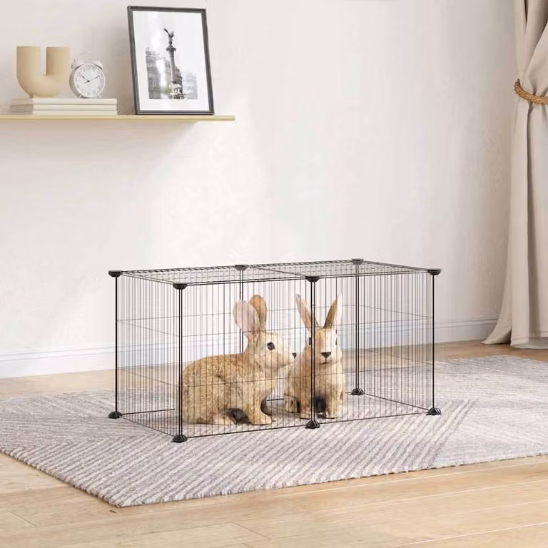 Gabbia per animali domestici vidaXL in acciaio nero con 8 pannelli L: 70 cm, P: 35 cm, H: 35 cm