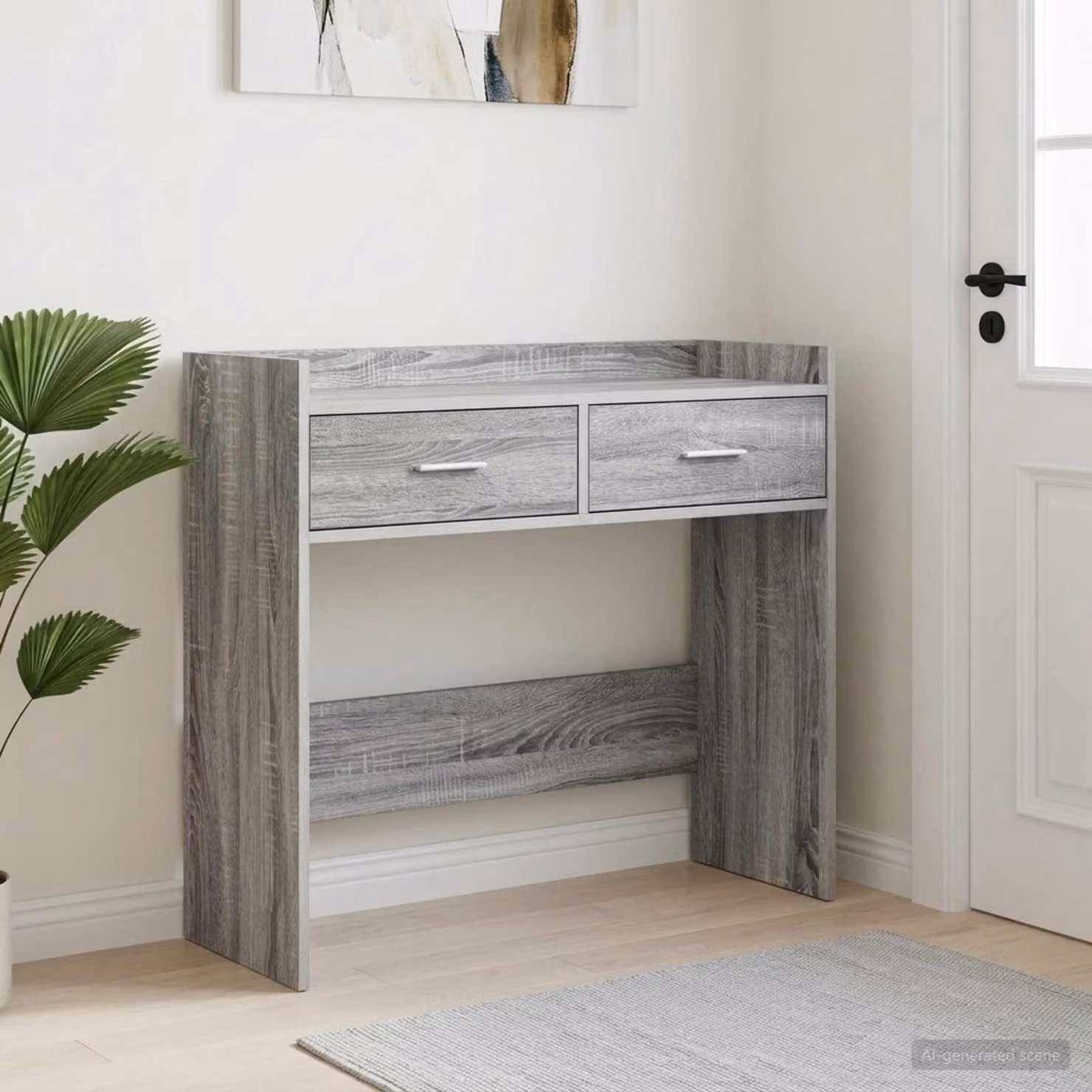 vidaXL Tavolo consolle moderno in MDF grigio L: 90 cm, P: 35 cm, H: 80 cm