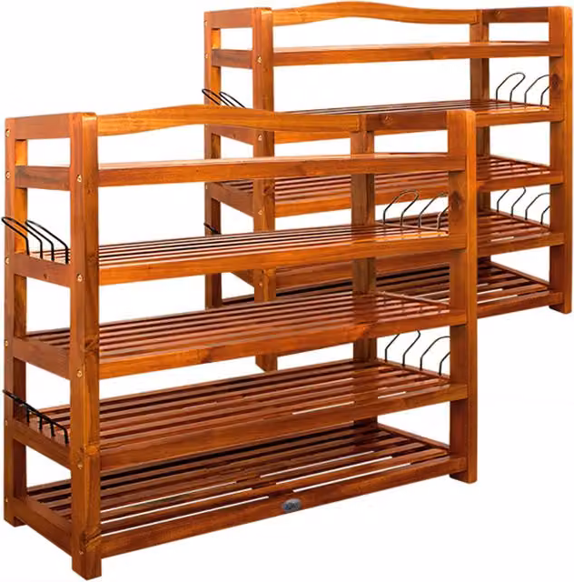Set da 2 scarpiere Casaria in legno di acacia marrone stile rustico L/P/H: 82 x 26 x 95 cm – 1