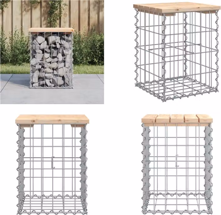 vidaXL Panca da giardino Gabion 33x31x42 cm in legno di pino massiccio - Panca da giardino - Panca da giardino - Panca da esterno - Panca da esterno
