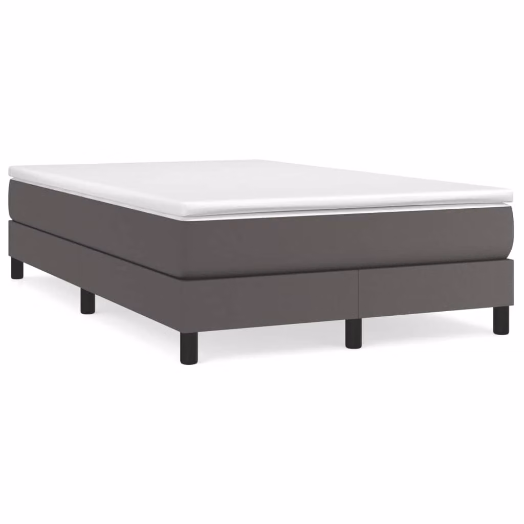 vidaXL Giroletto a Molle Ibrido con Materasso in Similpelle e Tessuto Grigio e Bianco L/P/H: 200 x 120 x 193 cm – 1