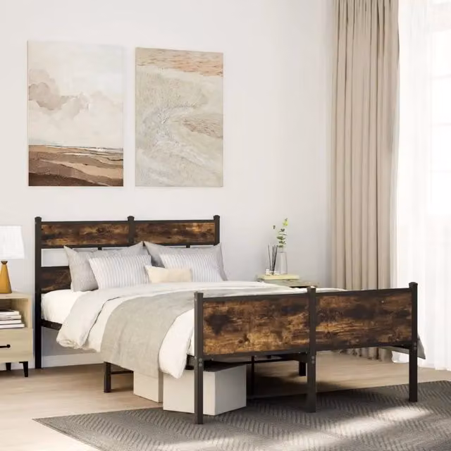 Struttura Letto Design Mania in Rovere Fumo e Metallo, L/P/H: 120 x 200 x 91,5 cm – 1