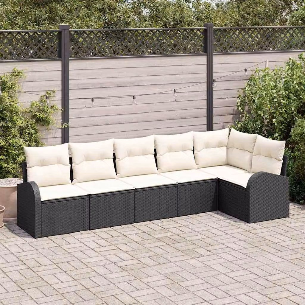 Maison Exclusive - Set Divano da Giardino 6 pcs Nero e Bianco polyrattan
