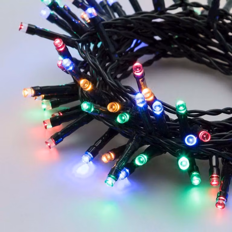 Xmas King: ghirlanda luminosa a LED lunga 12 m con timer, 300 LED per uso esterno, vari colori, alimentata a batterie