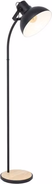 Piantana Eglo Lubenham in legno e metallo stile industriale, regolabile, colore nero e marrone, Altezza: 160 cm