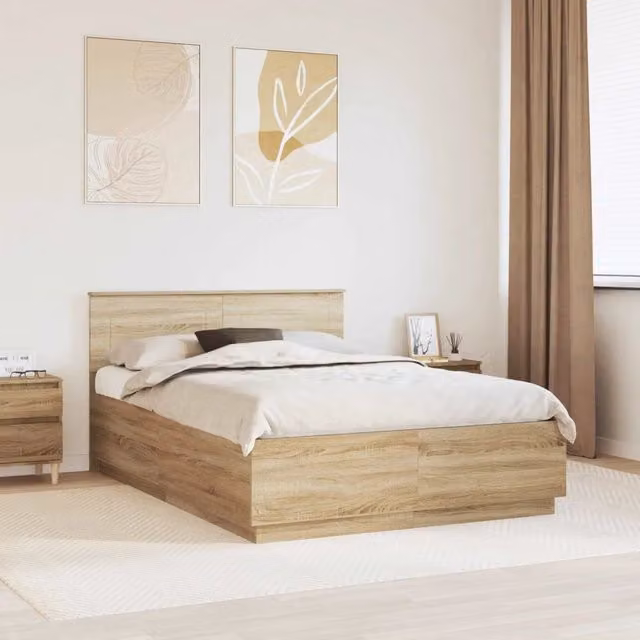 Struttura del letto con strisce LED Rovere Sonoma 150 x 200 cm 3408063