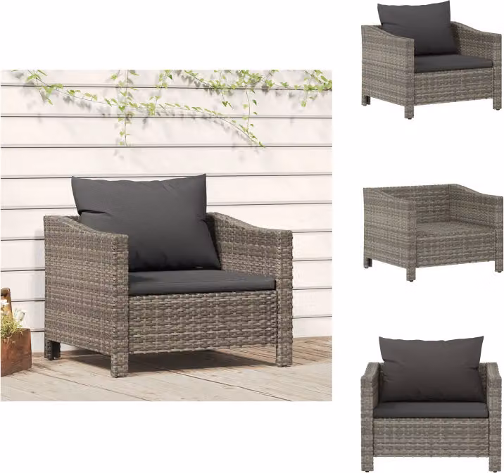 vidaXL Poltrona da giardino con cuscino in poly rattan grigio - Set di mobili da giardino