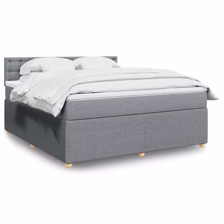 vidaXL Letto Ibrido con Giroletto a Molle e Materasso a Tasche Grigio e Bianco L/P/H: 180 x 200 cm