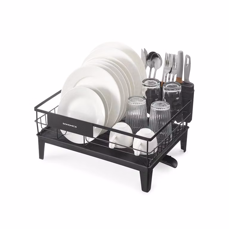 Scolapiatti da Cucina Beccuccio Estensibile e Girevole a 360°, Nero Inchiostro / 31 x 42 x 18,5 cm