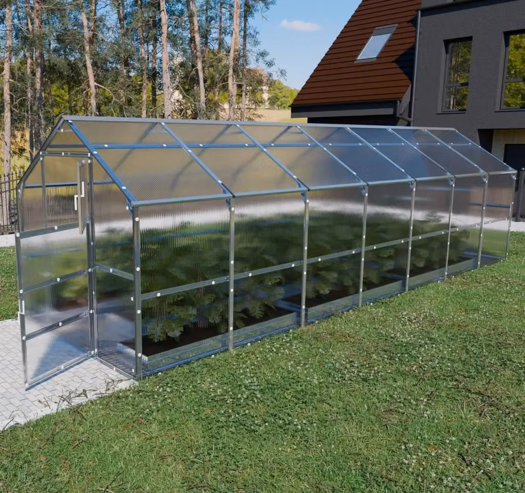 Serra da giardino KLASIKA BERNARD con rivestimento in policarbonato trasparente, L: 7 m, P: 2,35 m – 2