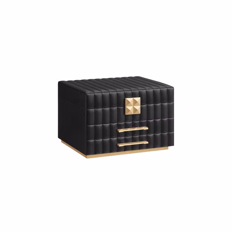 ANAH Collezione Scatola Portagioie con Cucitura Effetto Fluttuante, Nero Inchiostro