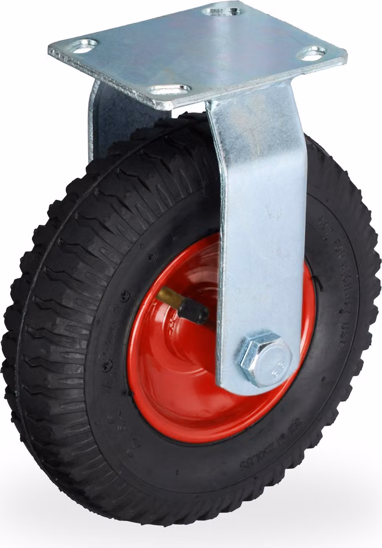 Ruota girevole Relaxdays, 2,50-4, portata 120 kg, gomma, piastra in acciaio, pneumatica, ruota per carichi pesanti, ruota in gomma, nero/rosso