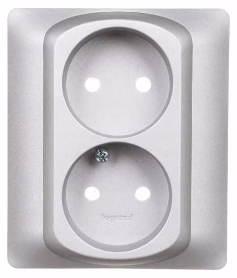 LEGRAND Sistena Life, copriprese a due prese, colore argento metallizzato