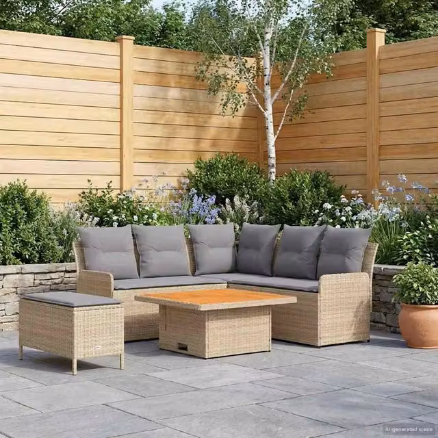 Set di Mobili 5 pz Beige e Grigio Chiaro Rattan in PE 3422205