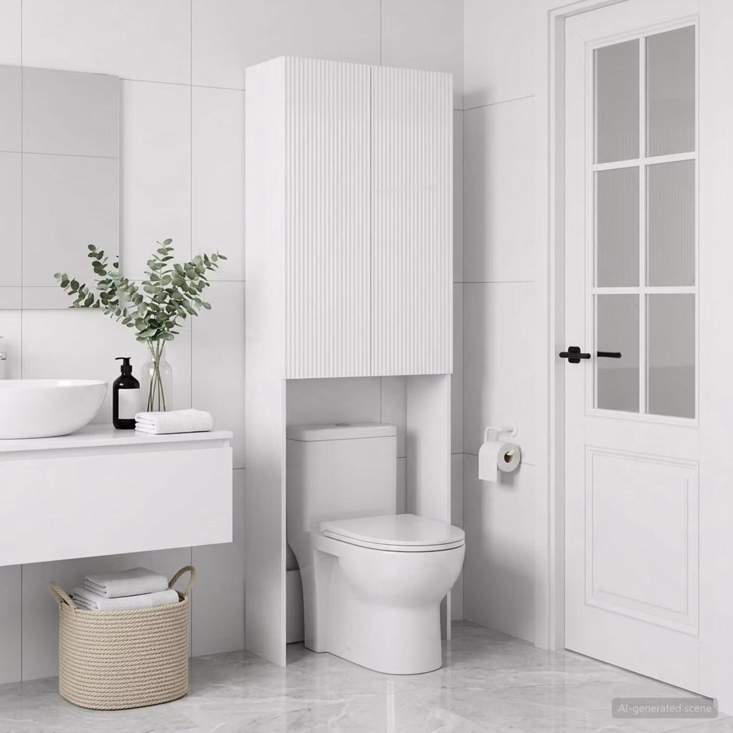 Mobiletto da bagno vidaXL ARNHEM bianco lucido L: 66 cm, P: 25,5 cm, H: 190 cm