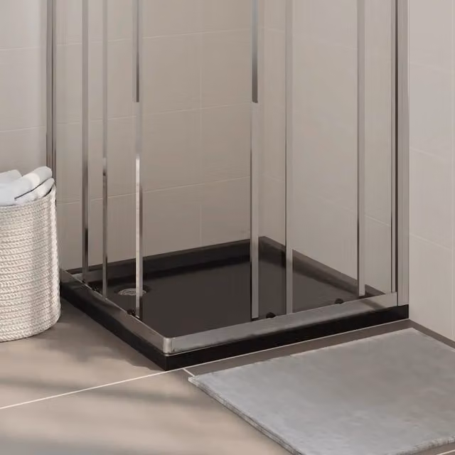 Piatto doccia quadrato vidaXL in ABS nero da 80 x 80 cm – 1