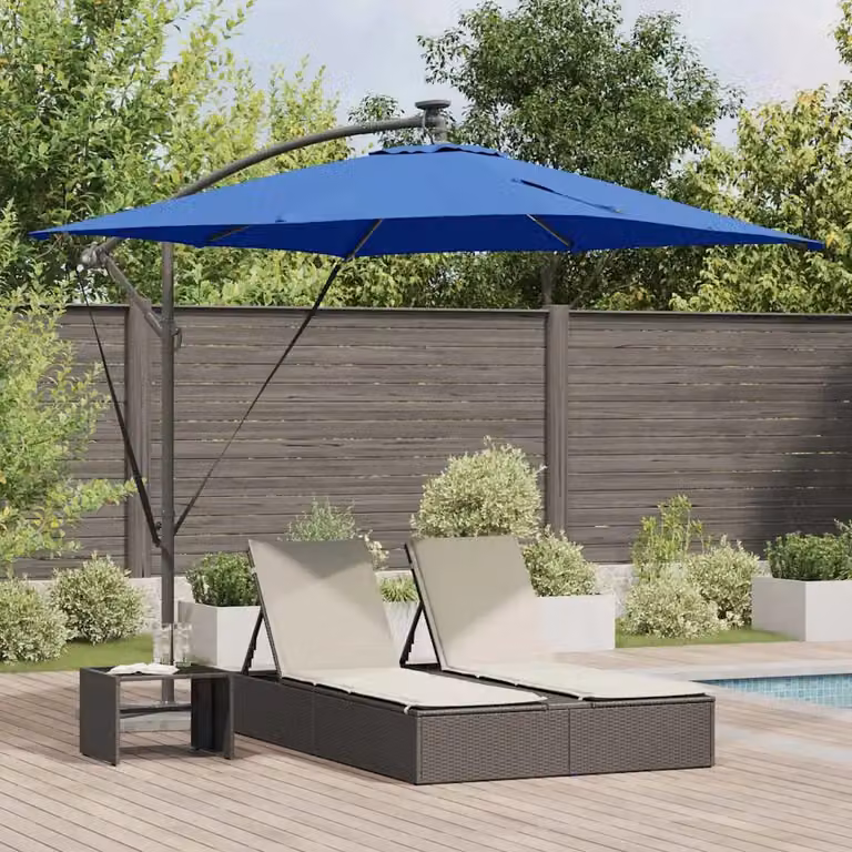 Ombrellone a braccio mobile vidaXL in poliestere e alluminio, Azzurro, L: 249 cm, P: 249 cm, H: 250 cm