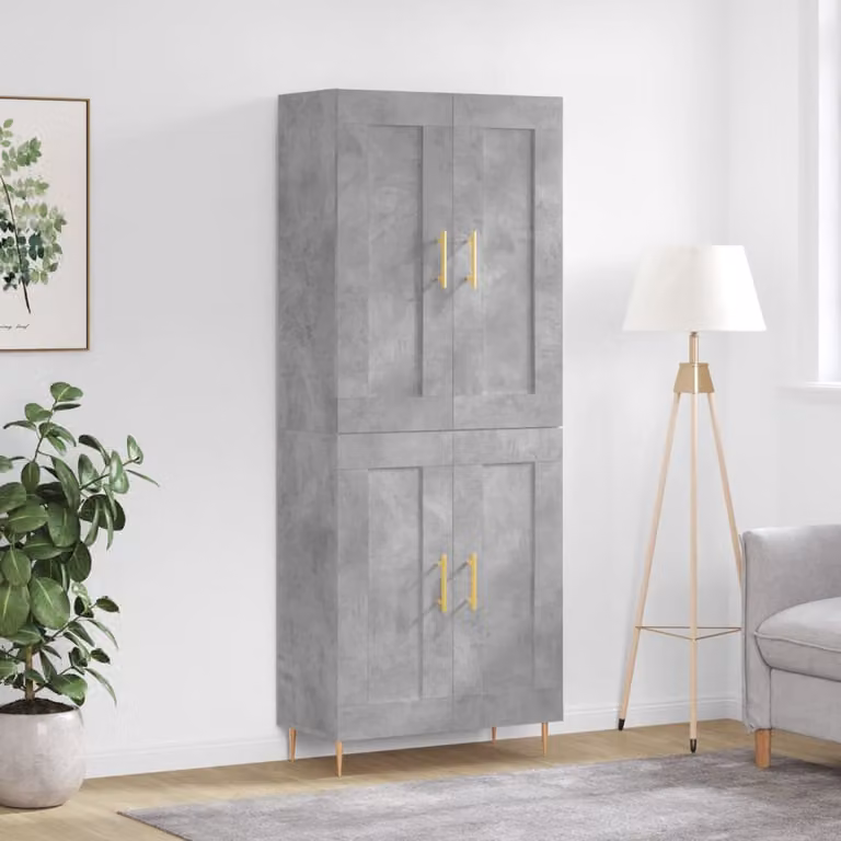 Credenza moderna vidaXL in legno e metallo, Grigio e Oro, L: 69,5 cm, P: 34,0 cm, H: 180,0 cm
