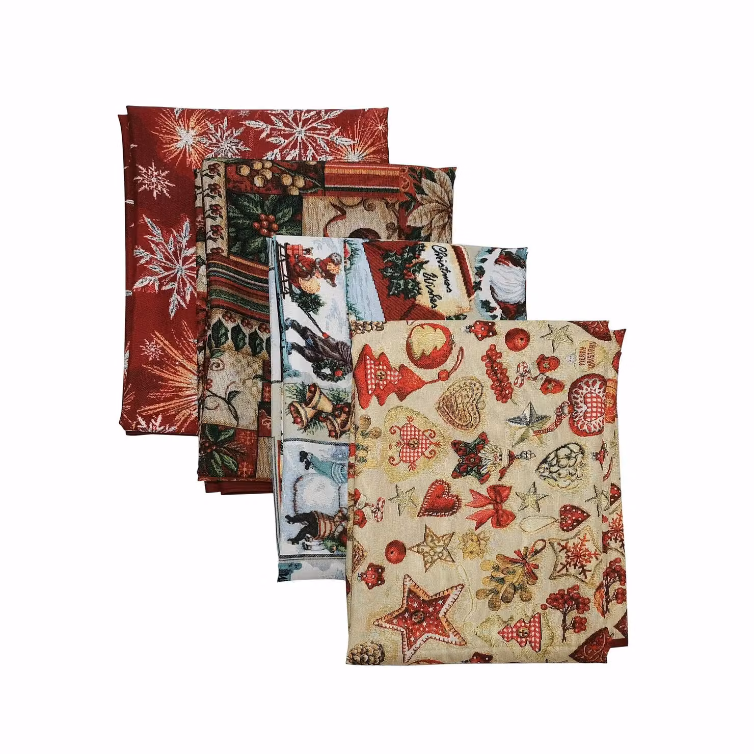 Tovaglia Antimacchia Vestiamo Casa Gran Natale con effetto Gobelin, motivo floreale rosso, L: 300 cm, P: 140 cm – 1