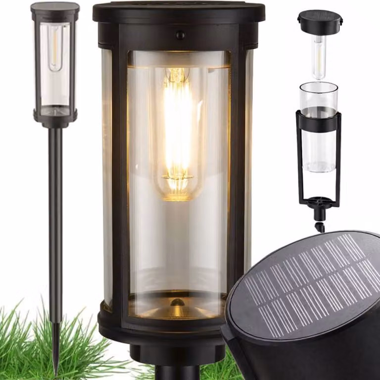 Verk 12400: Lampada da giardino solare a LED con sensore crepuscolare, altezza 57 cm