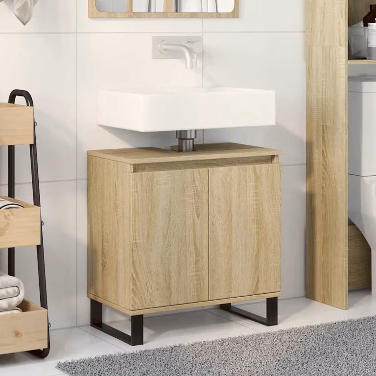 Mobile da bagno vidaXL in legno Rovere Sonoma, L: 58 cm, P: 33 cm, H: 60 cm