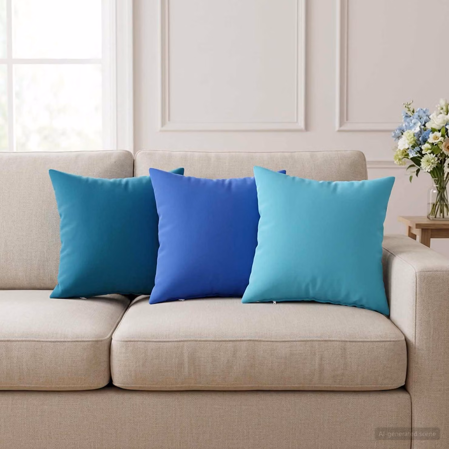vidaXL Cuscino con cuscino HEERLEN 6 pz Azzurro Poliestere