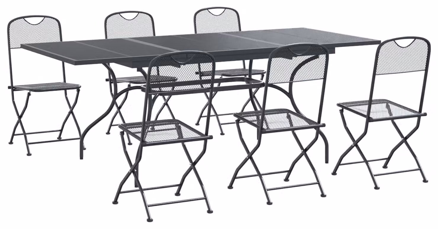Set da Pranzo per Giardino 7 pcs Antracite 212 x 90 x 76 cm