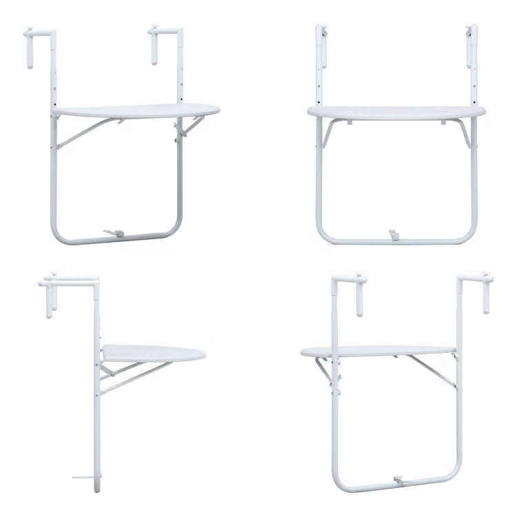 vidaXL Tavolo sospeso da balcone bianco 60 x 64 x 83,5 cm in plastica effetto rattan - Tavolo da balcone - Tavoli da balcone - Tavolo da esterno - Tavoli da esterno