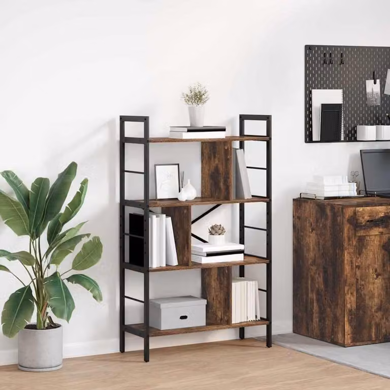 Libreria industriale in legno e acciaio, dimensioni 75 x 30 x 123,5 cm