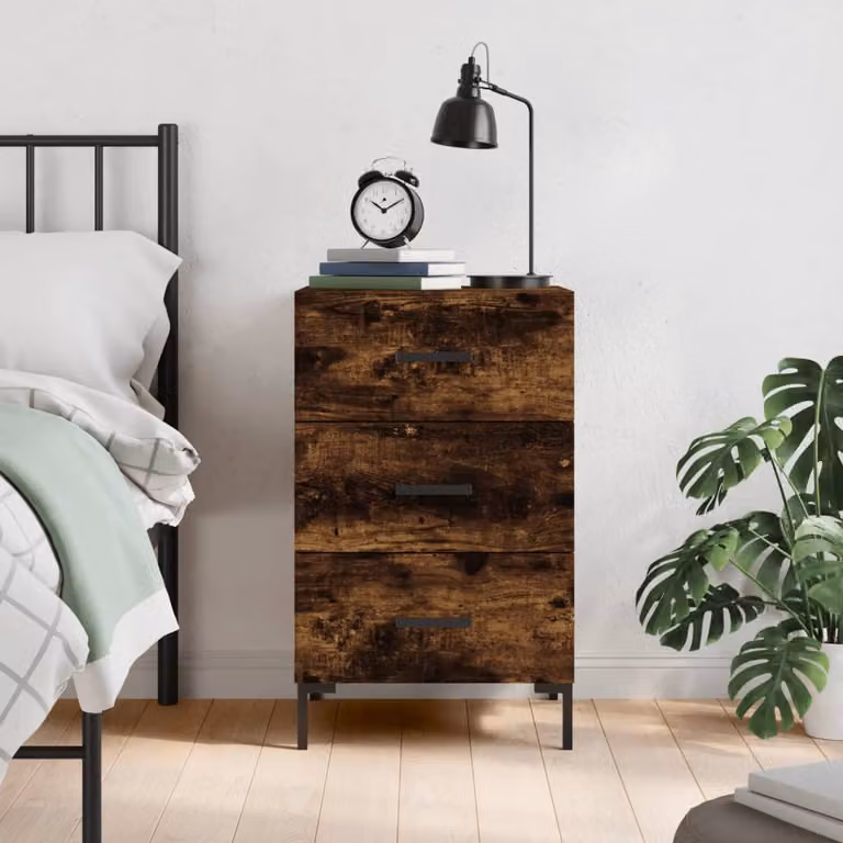 Comodino moderno vidaXL in legno di rovere fumo, sospeso a parete, L/P/H: 40 x 40 x 66 cm