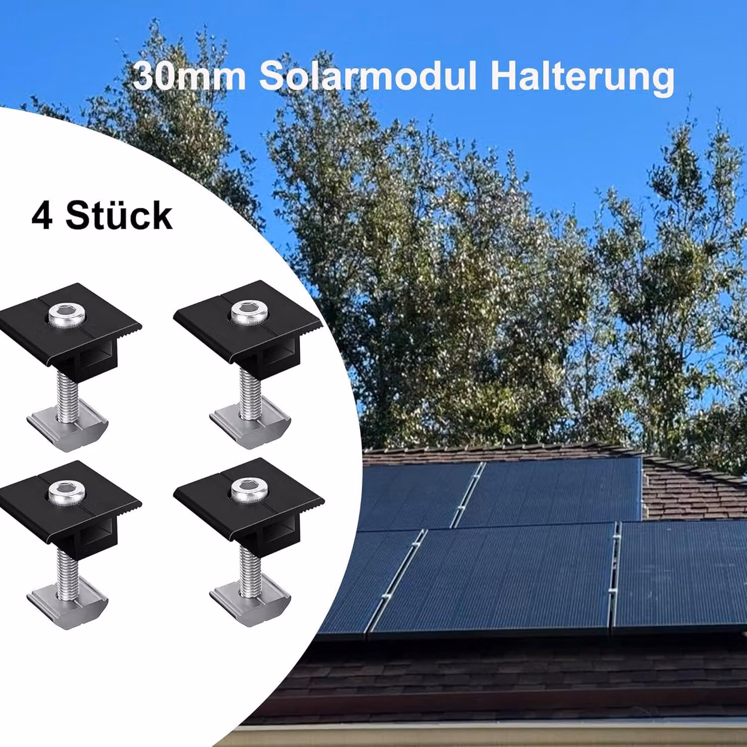 morsetti per moduli solari da 30 mm Montaggio PV Morsetto centrale per moduli solari Staffa Montaggio in alluminio Montaggio modulo PV