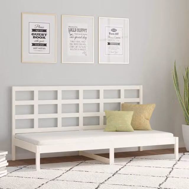 Dormeuse in legno massello di pino bianca VIDAXL L/P/H: 200 x 80 x 35 cm