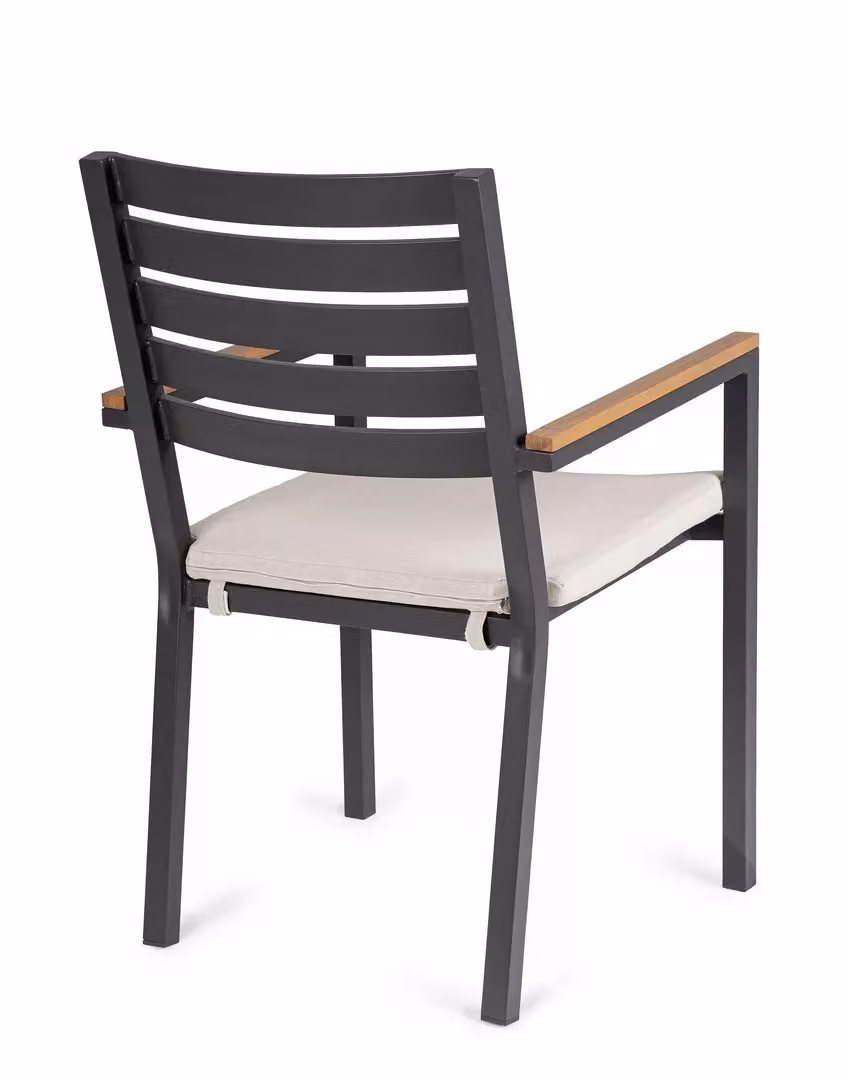 Set di 4 sedie da esterno con braccioli CARMEYA in alluminio antracite con cuscini inclusi – 2