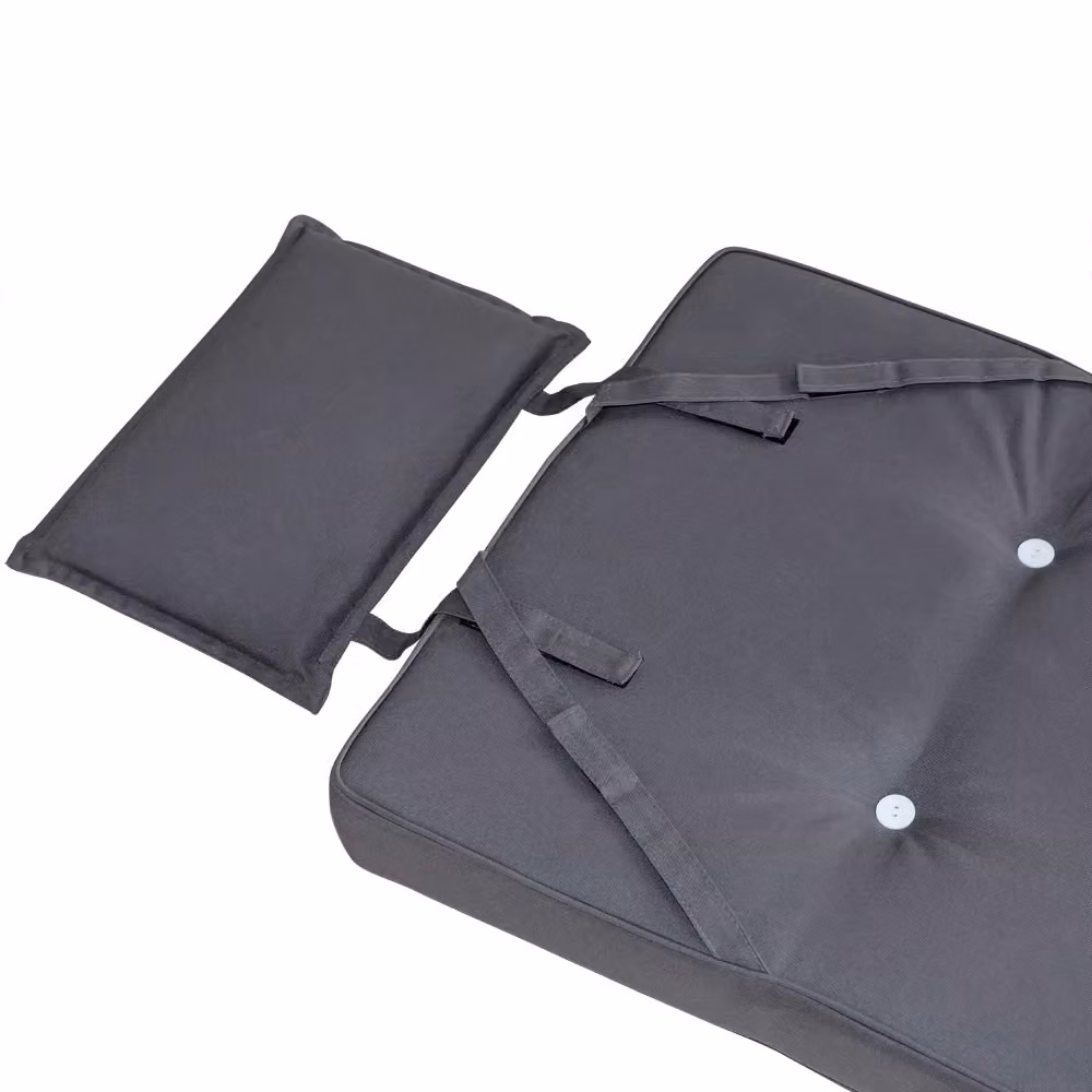 Set di 2 cuscini per sedie Vanamo Detex color antracite, modello trapuntato e idrorepellente, L: 118 cm, P: 45 cm, H: 7 cm – 2