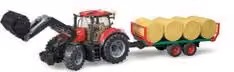 Modellino Trattore Bruder Case IH Optum 300 CVX con Rimorchio Caricabile Rosso Scala 1:16