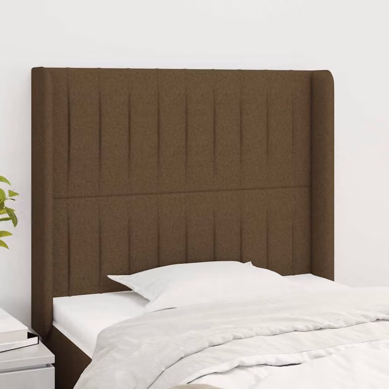 Testiera ad orecchio vidaXL in tessuto marrone scuro L: 103 cm, P: 16 cm, H: 118/128 cm