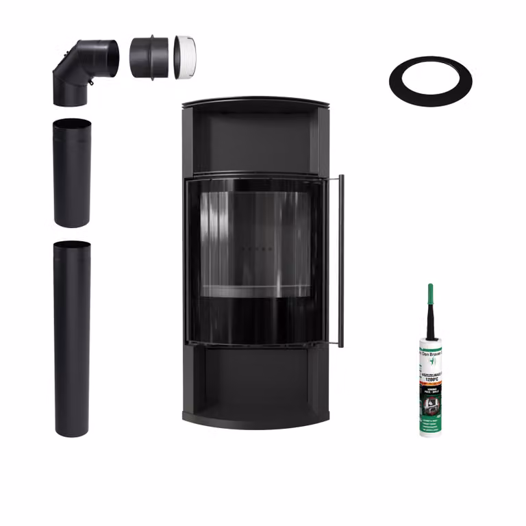 KRATKI TOFA 8 kW ∅150 ECO nero Stufa a legna Con accessori di montaggio