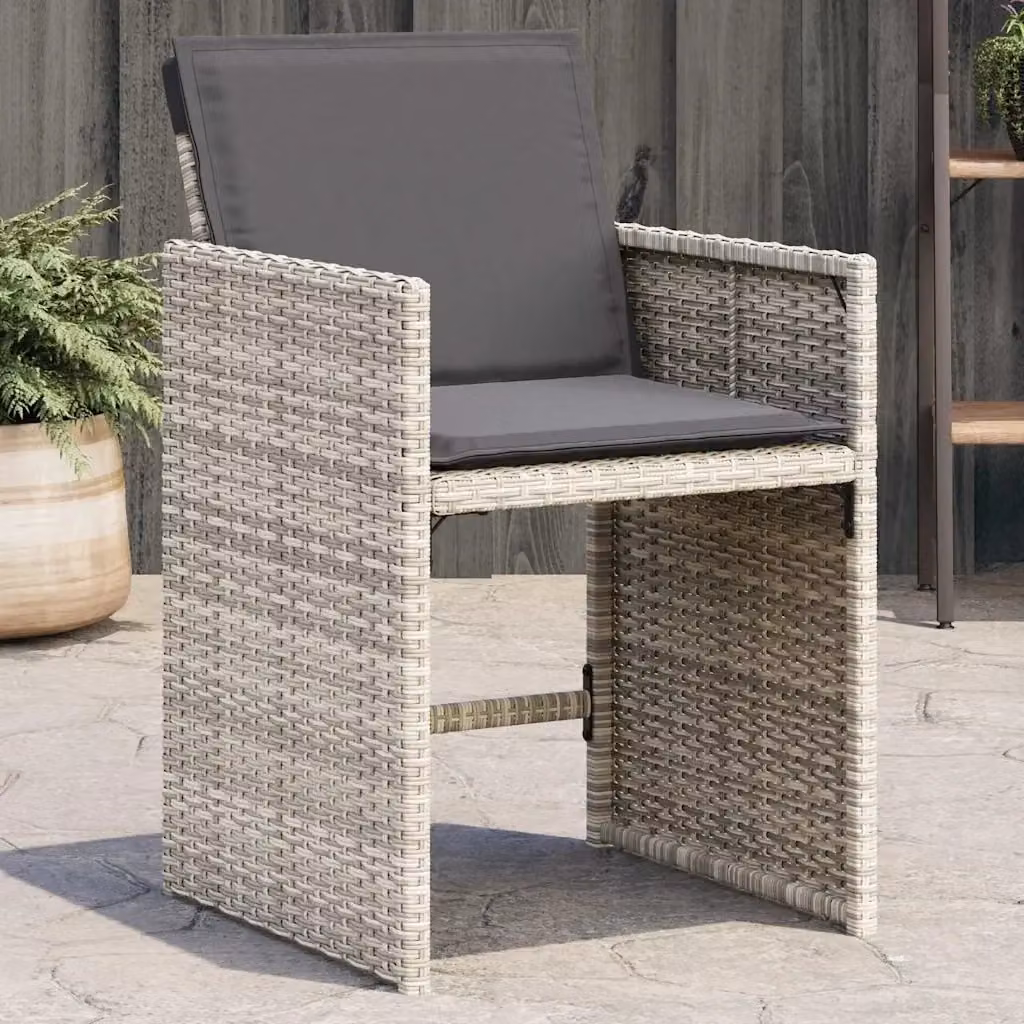 Set di 4 sedie da giardino in polyrattan e metallo con cuscini, design moderno colore grigio antracite opaco – 2