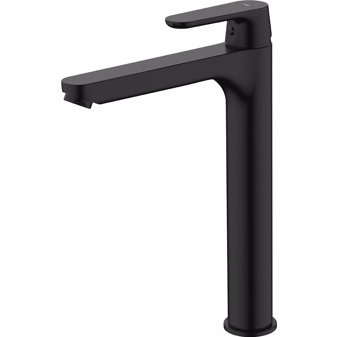 Rubinetto da lavabo di design, rubinetto per lavabo nero, a colonna