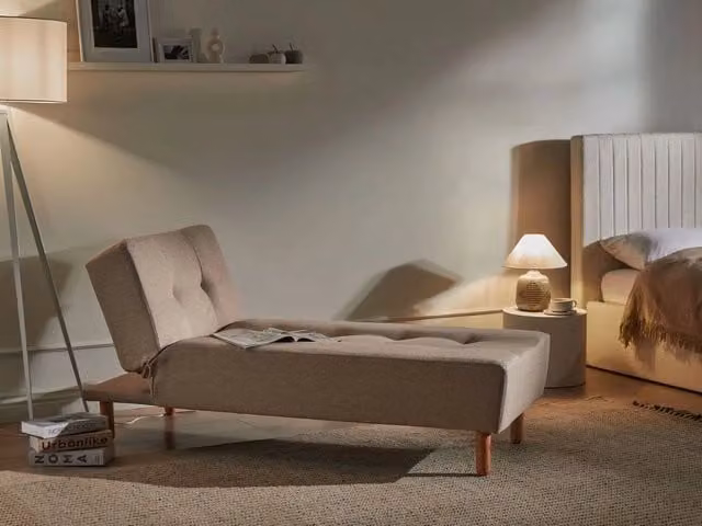 Chaise longue BELIANI beige in tessuto con stile scandinavo e funzione letto, L/P/H: 178 x 75 x 80 cm – 1
