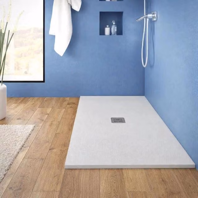 Piatto doccia in mineral marmo bianco effetto cemento elegante e sicuro in varie misure *** misure 160x80x3 cm, tinta...