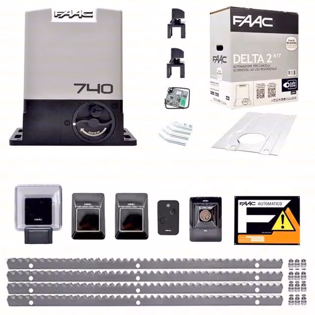 FAAC DELTA 2 740 KIT 4 METRI CREMAGLIERA METALLO AUTOMAZIONE CANCELLO SCORREVOLE